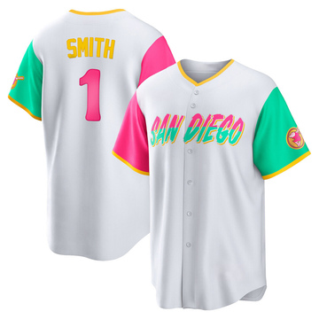Women's Majestic San Diego Padres #1 Ozzie Smith Replica White Fashion Cool  Base MLB Jersey