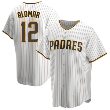 San Diego Padres #12 Roberto Alomar 1989 White Pinstripe Throwback Jersey  on sale,for Cheap,wholesale from China