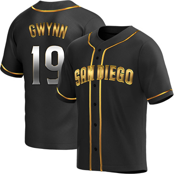 Men's Mitchell and Ness Tony Gwynn San Diego Padres Replica White/Blue  Strip Throwback Jersey